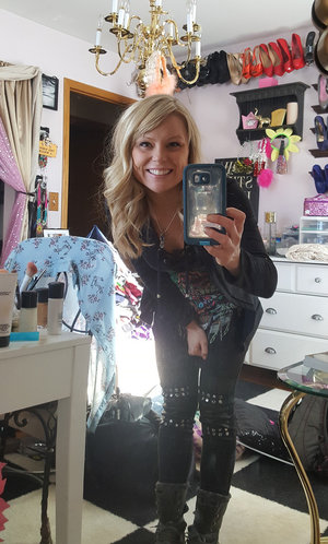 18 year old female Chloe Dash undressing on yoga mat on lawn